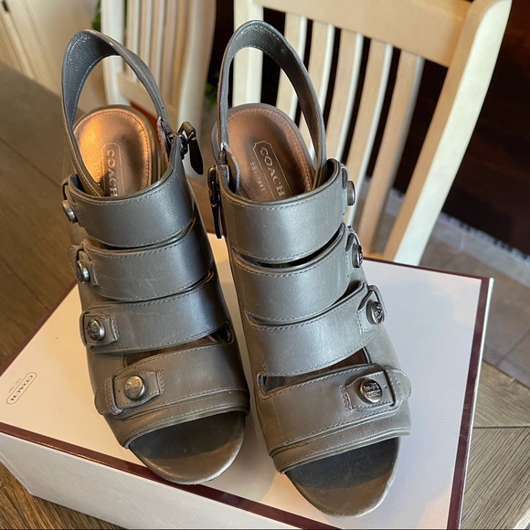 Rare, unusual Coach open toe sling back military style bootie!! - Picture 1 of 3